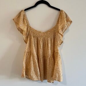 Yellow Floral Print Top